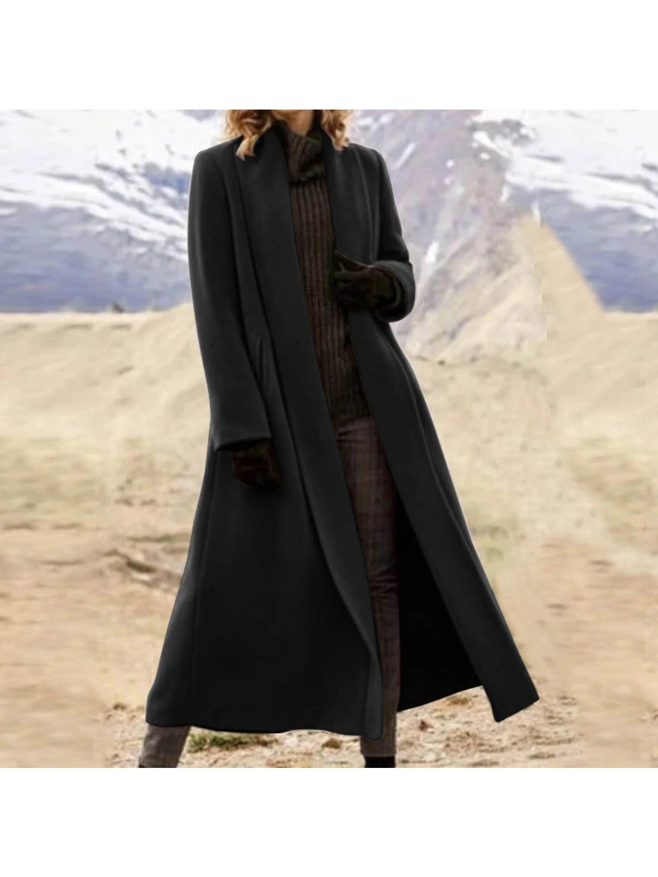 Women Extra Long Trench Coat Oversized Winter Outerwear