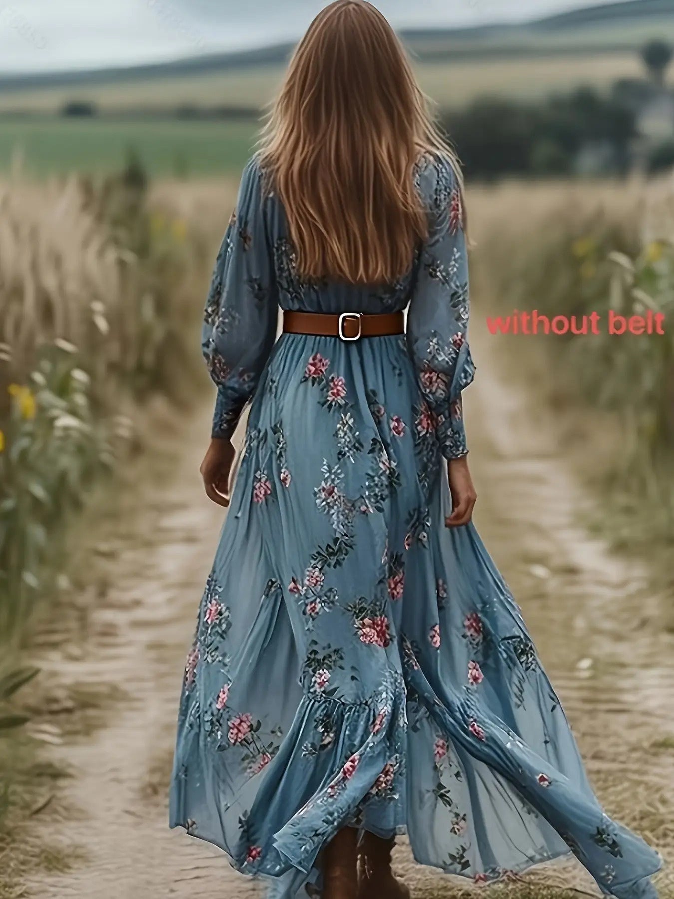 Bohemian Floral Print Maxi Dress With Elastic Waist