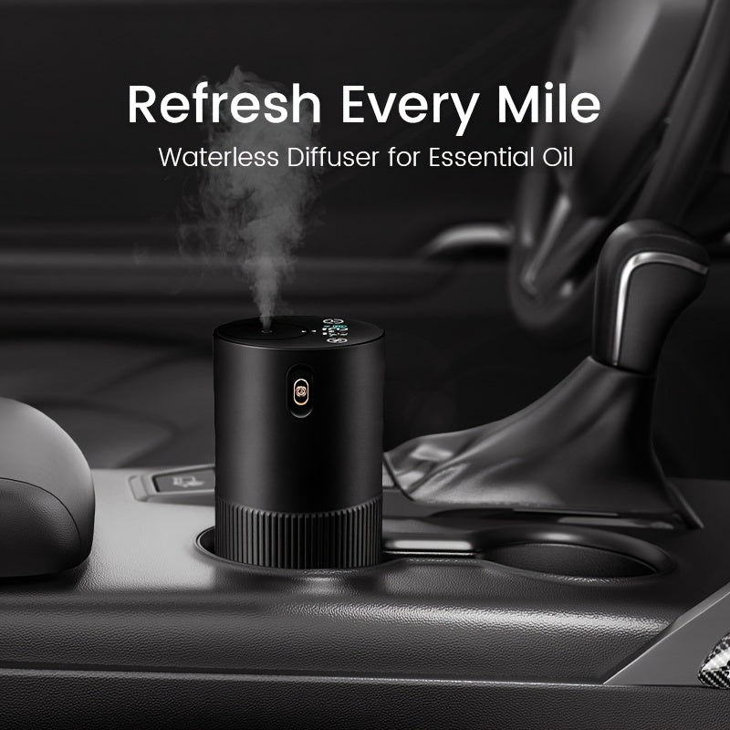 Waterless Diffuser with 6 X 0.34oz Hotel Essential Oil, Smart Car Air Diffuser, Mini Scent Air Machine Portable Diffuser for Home Car Office, Start/Stop SyncSmart Control