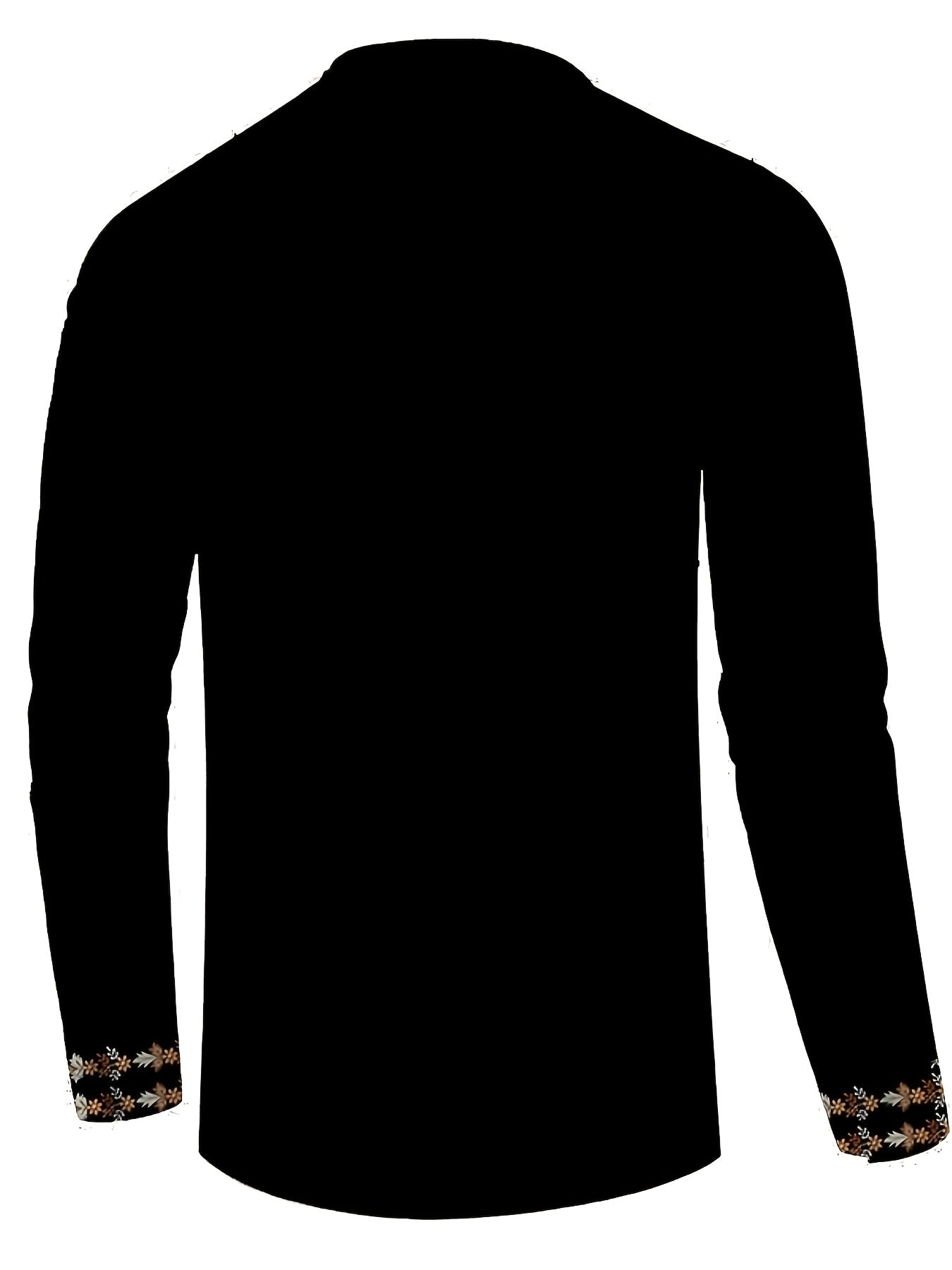 Mens Retro Floral Embroidered Long Sleeve Shirt Casual Wear