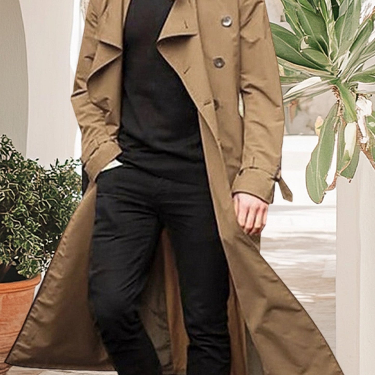 Mens Winter Overcoat Lapel Tailored Fit For Formal Wear