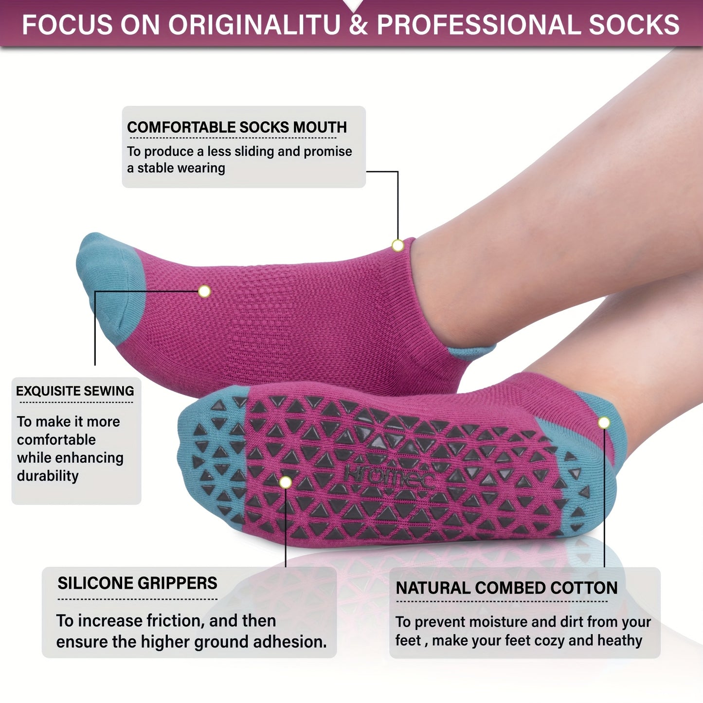 Non Slip Yoga Socks With Grips For Pilates And Barre
