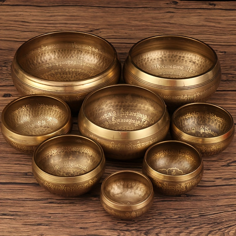 Brass Singing Bowl Six Character Mantra Scripture