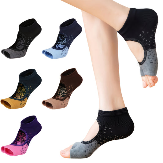 Blossom & Radiate Open Toe Yoga Socks Non Slip Grip