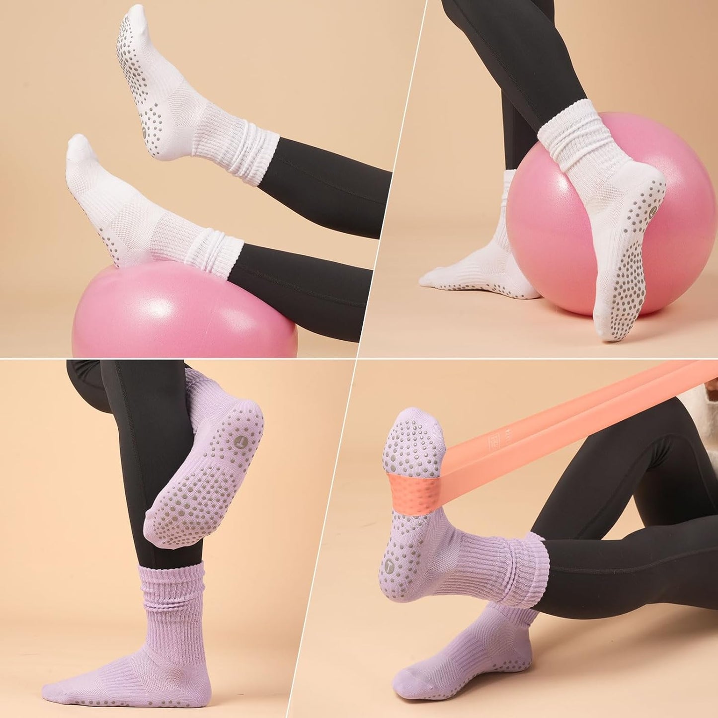 Womens Non Slip Pilates Yoga Socks Cushioned Arch Support