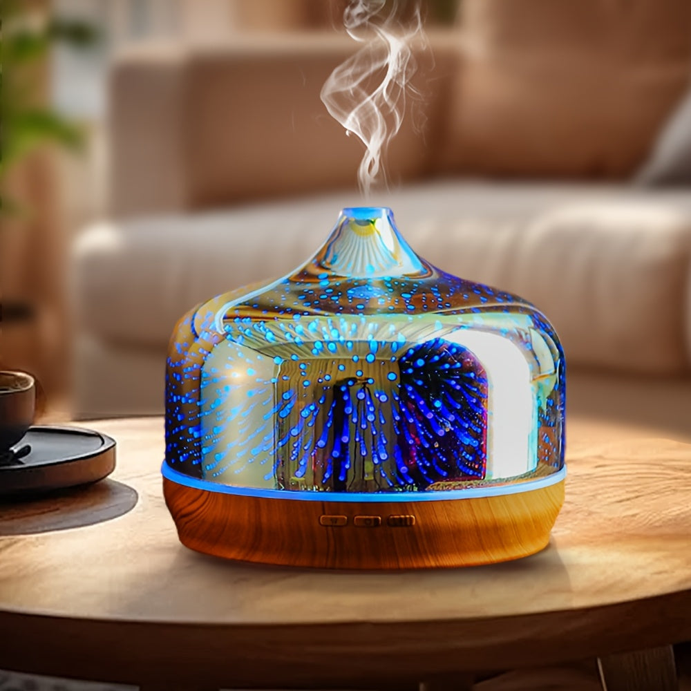 Essential Oil Diffuser 3D Glass Humidifier Auto Close Timer