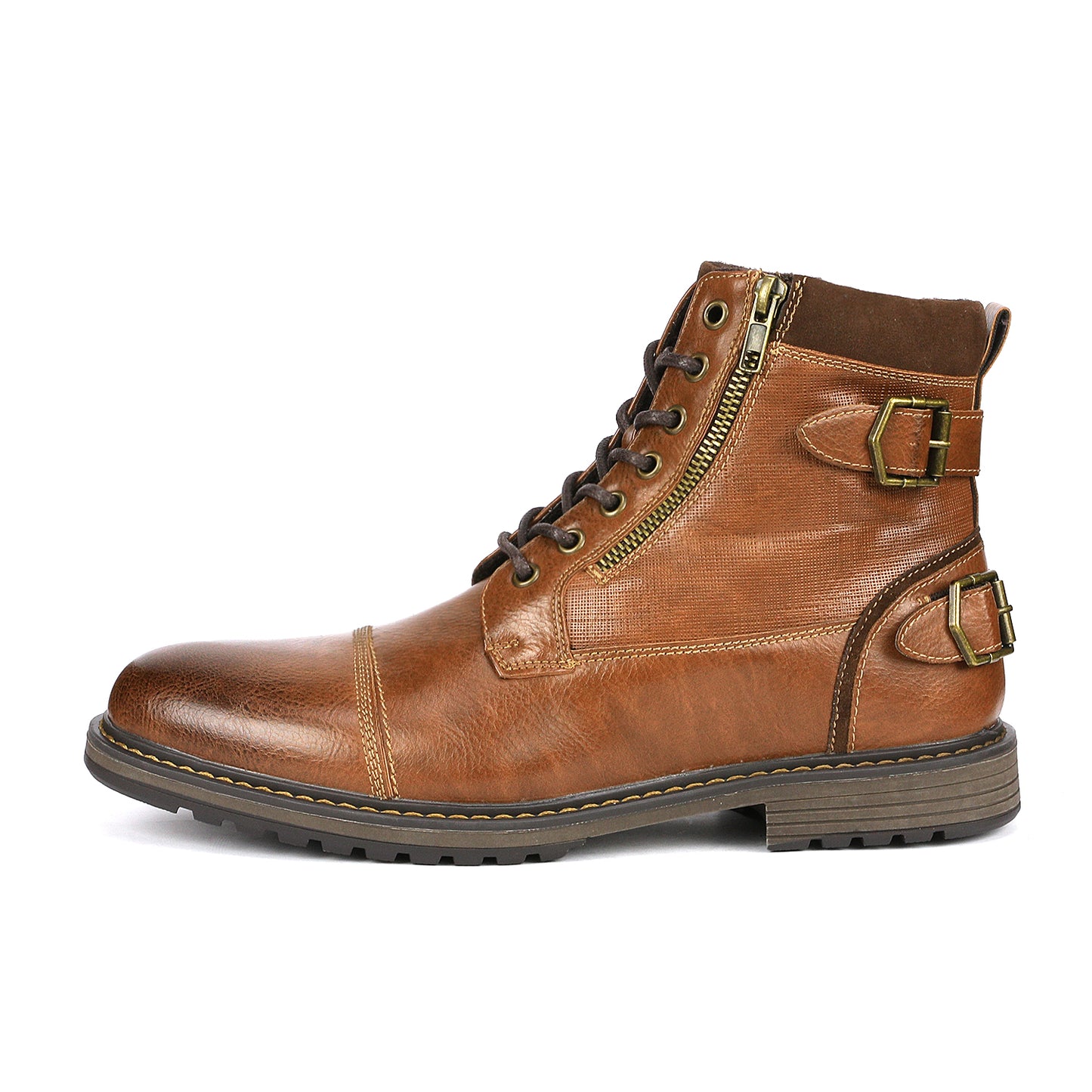 BRUNO MARC Men's Motorcycle Boots With Lace Closure