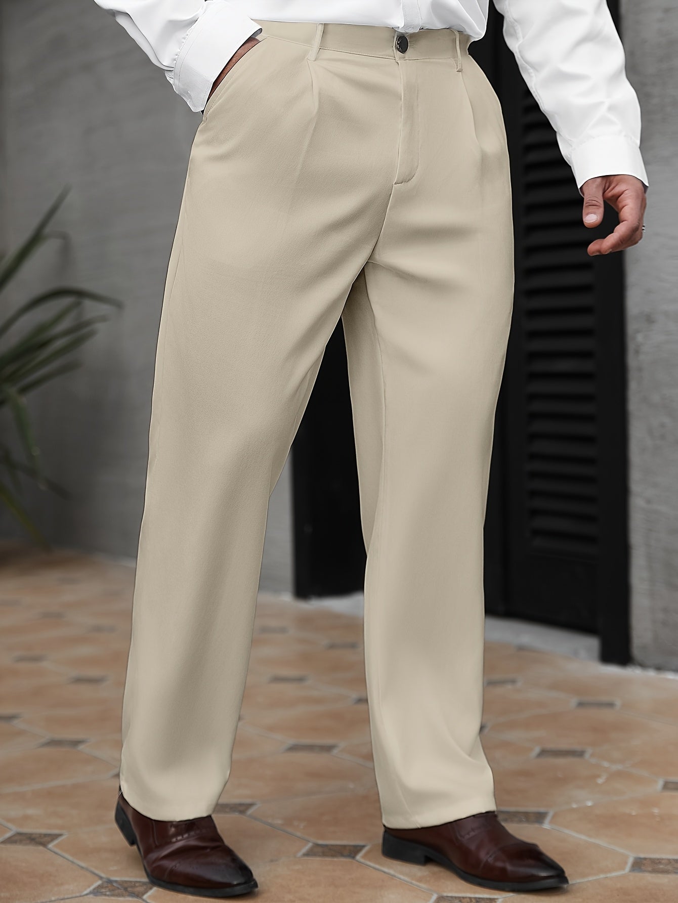 Men's Lightweight Formal Dress Pants Straight-Leg For Spring And Fall