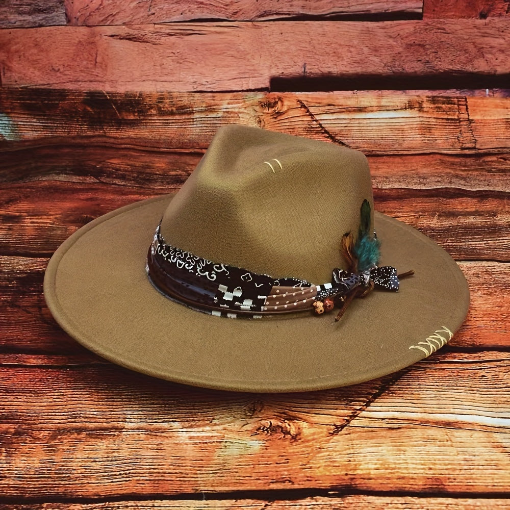 Bohemian Style Bow Feather Hat Accessory For Men And Women
