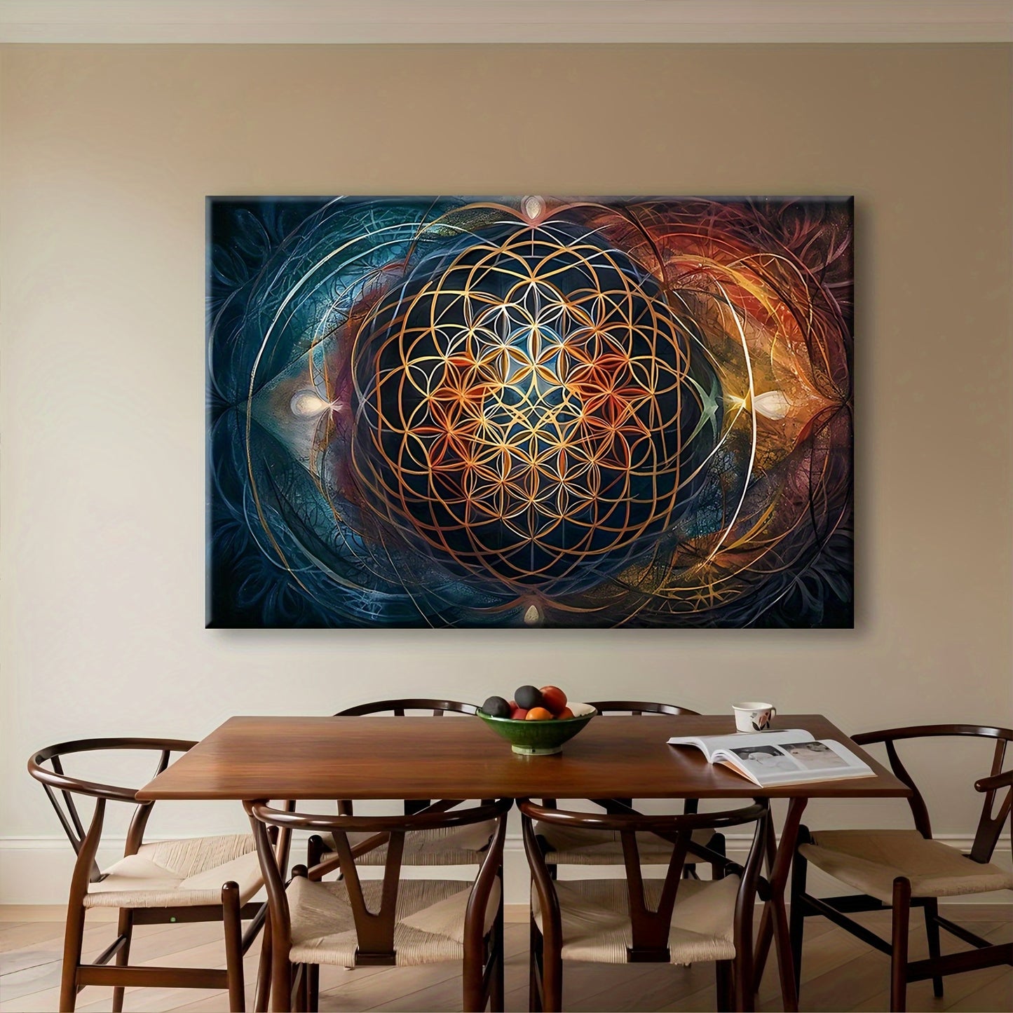 Sacred Geometry Wall Art Framed Canvas Wooden Wrapped Edge
