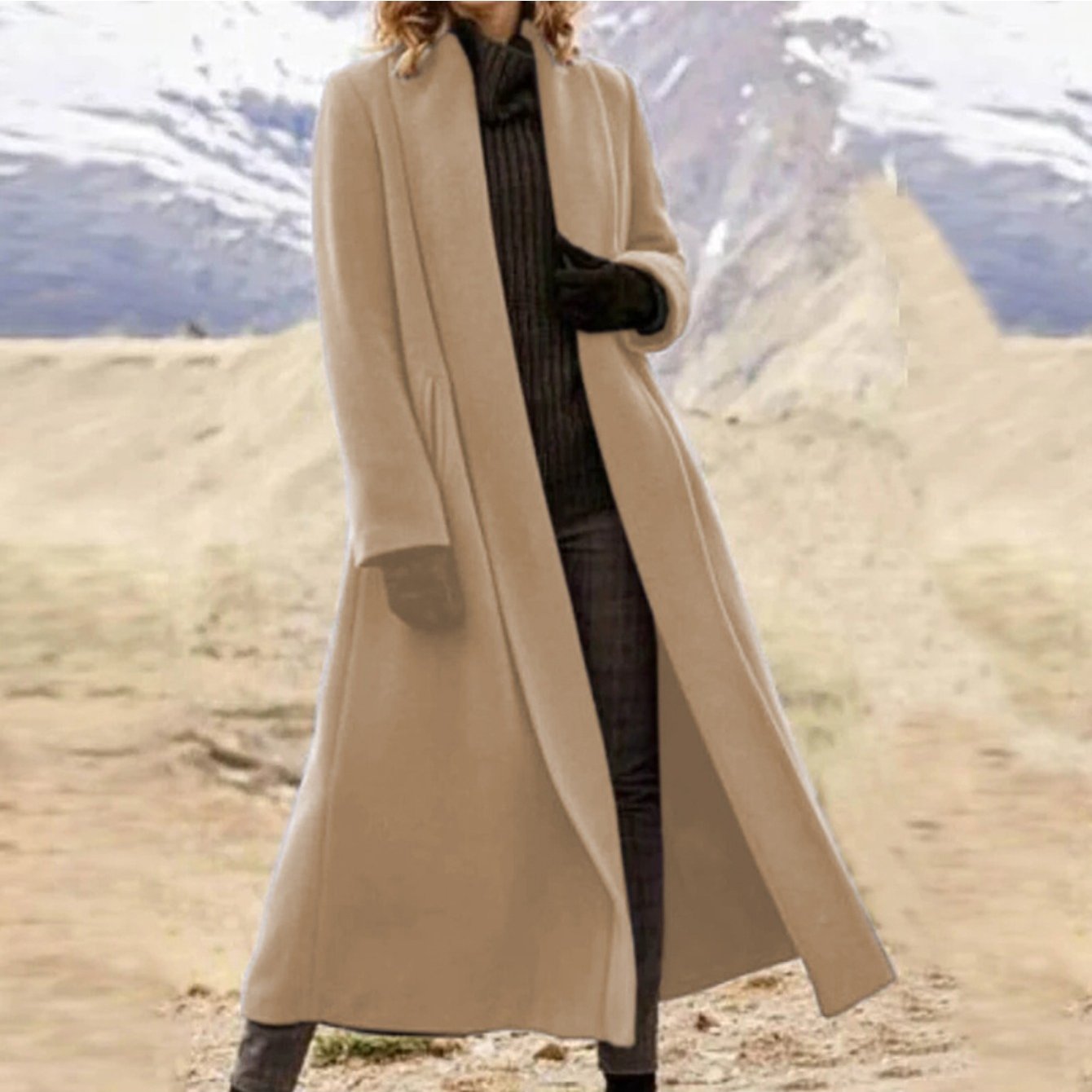 Women Extra Long Trench Coat Oversized Winter Outerwear