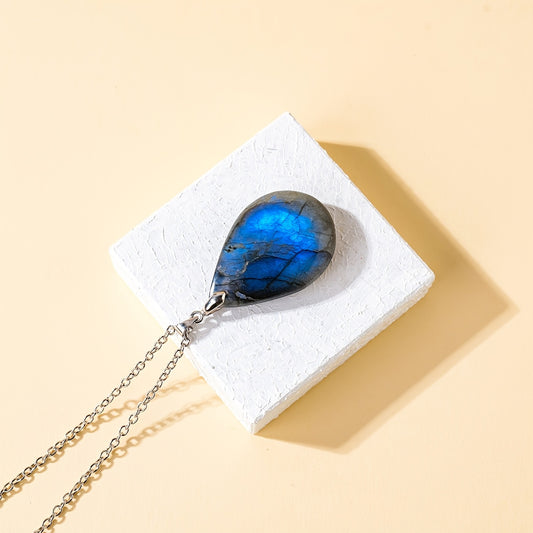 Blossom and Radiate Labradorite Teardrop Pendant Necklace
