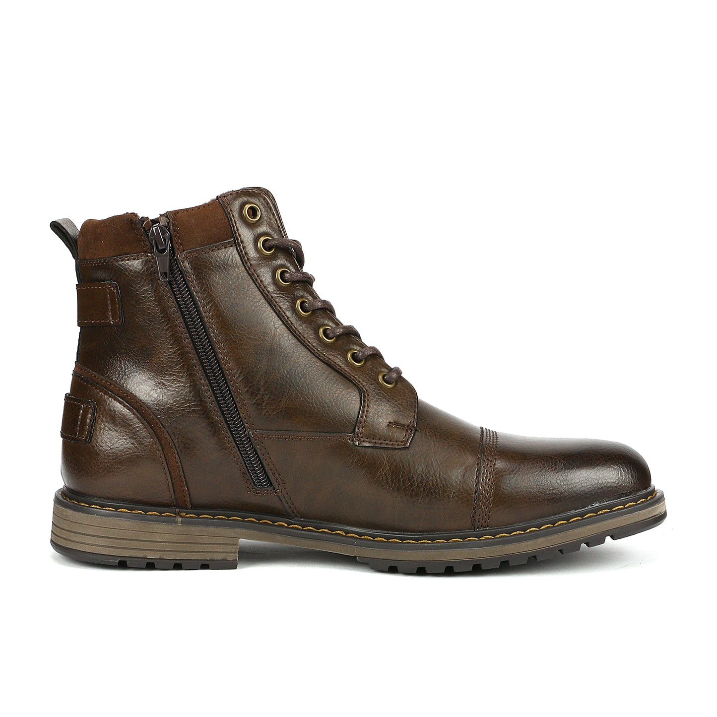 BRUNO MARC Men's Motorcycle Boots With Lace Closure