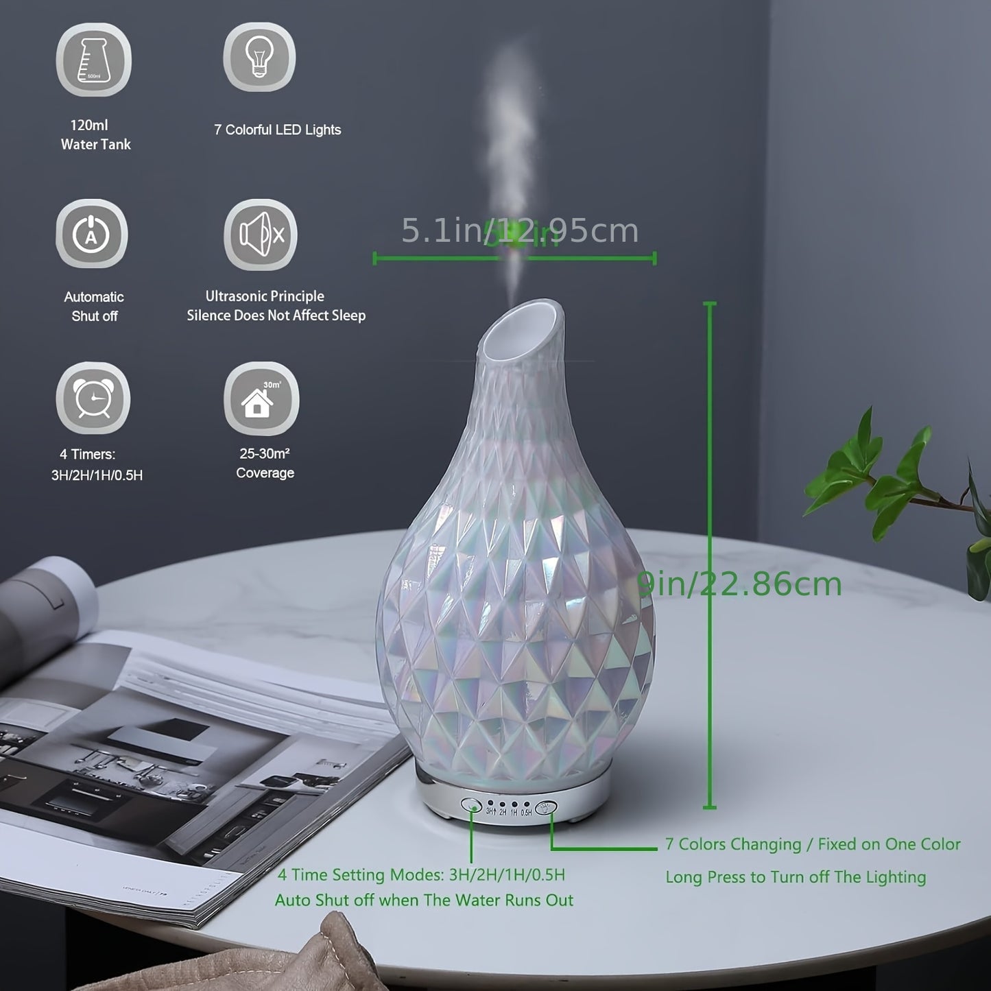 Blossom And Radiate Glass Essential Oil Diffuser Silent