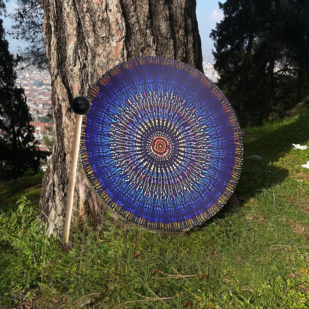 Blossom And Radiate Shamanic Drum With Painted Mandala
