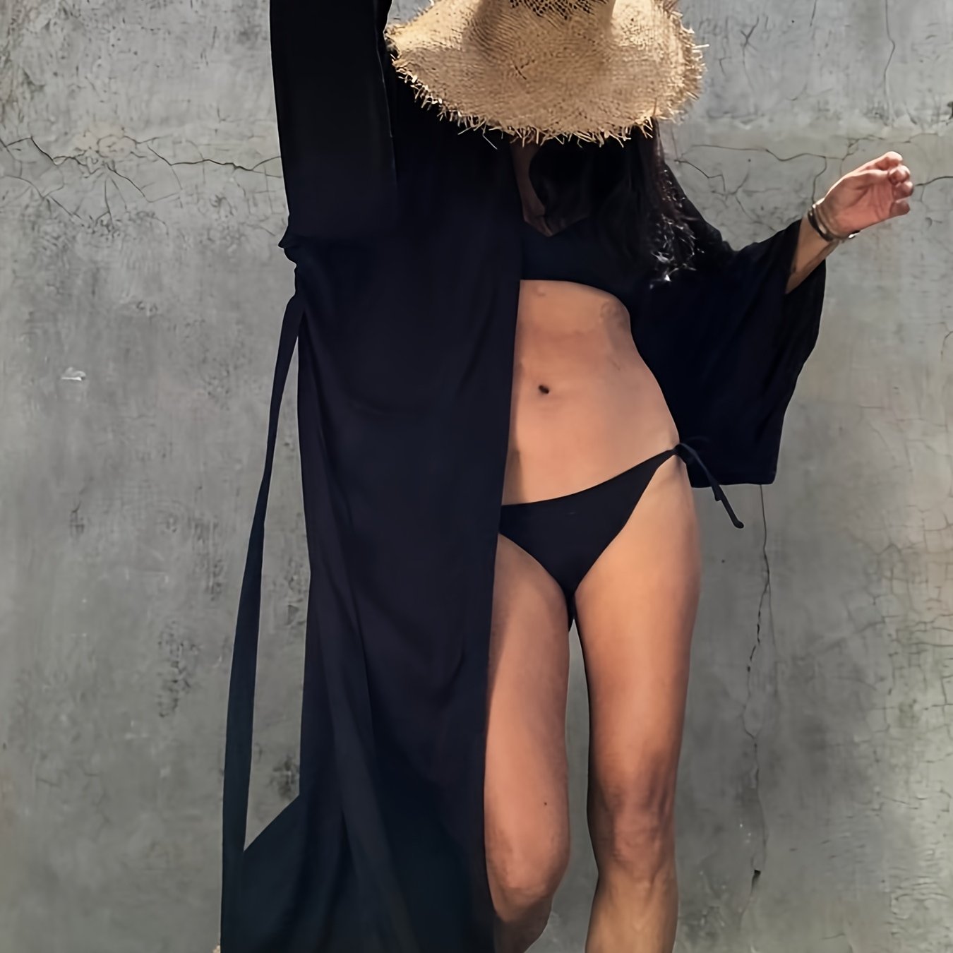 Lightweight Beach Kimono Cardigan Belted Swim Cover Up