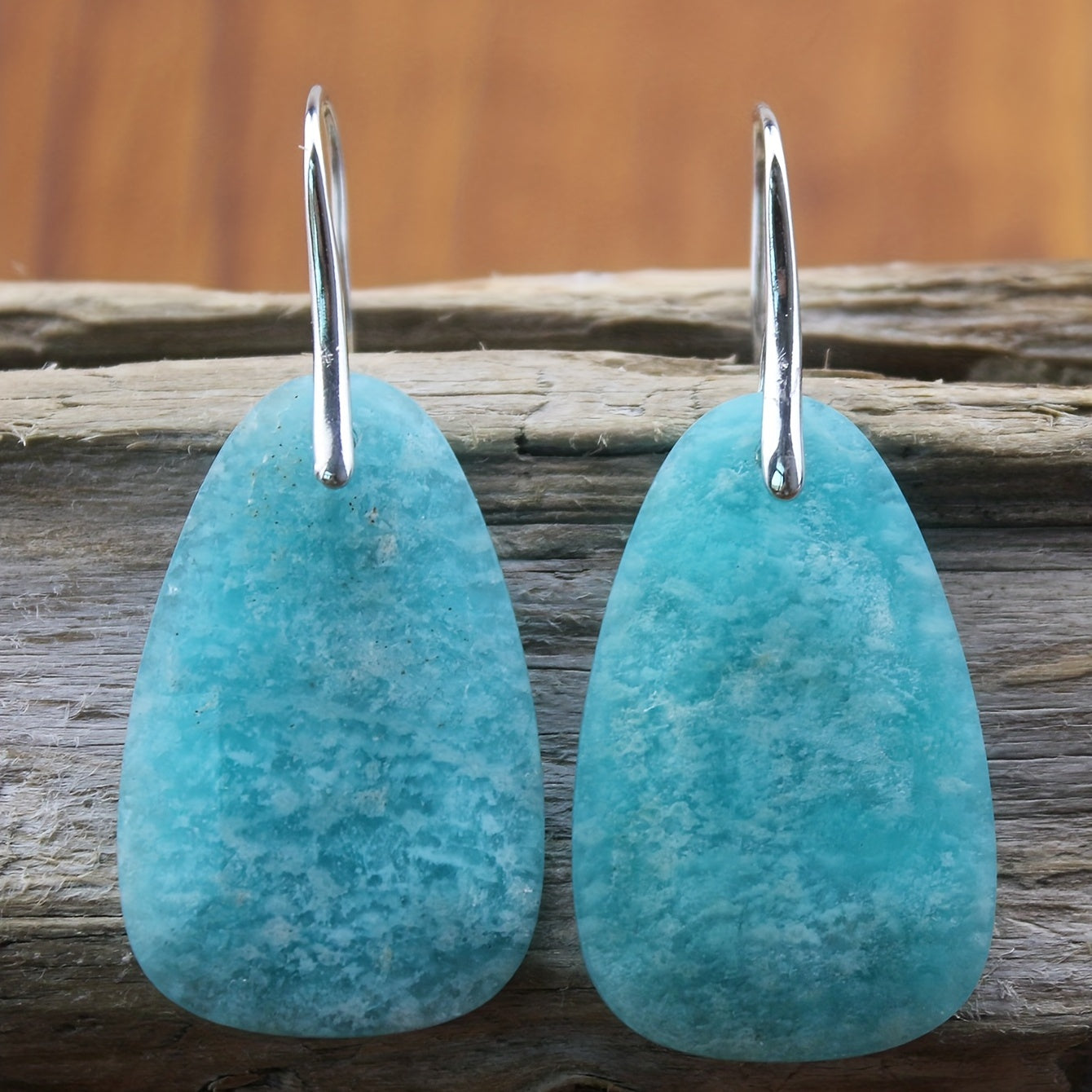 Blossom And Radiate Amazonite Dangle Earrings Copper Hooks