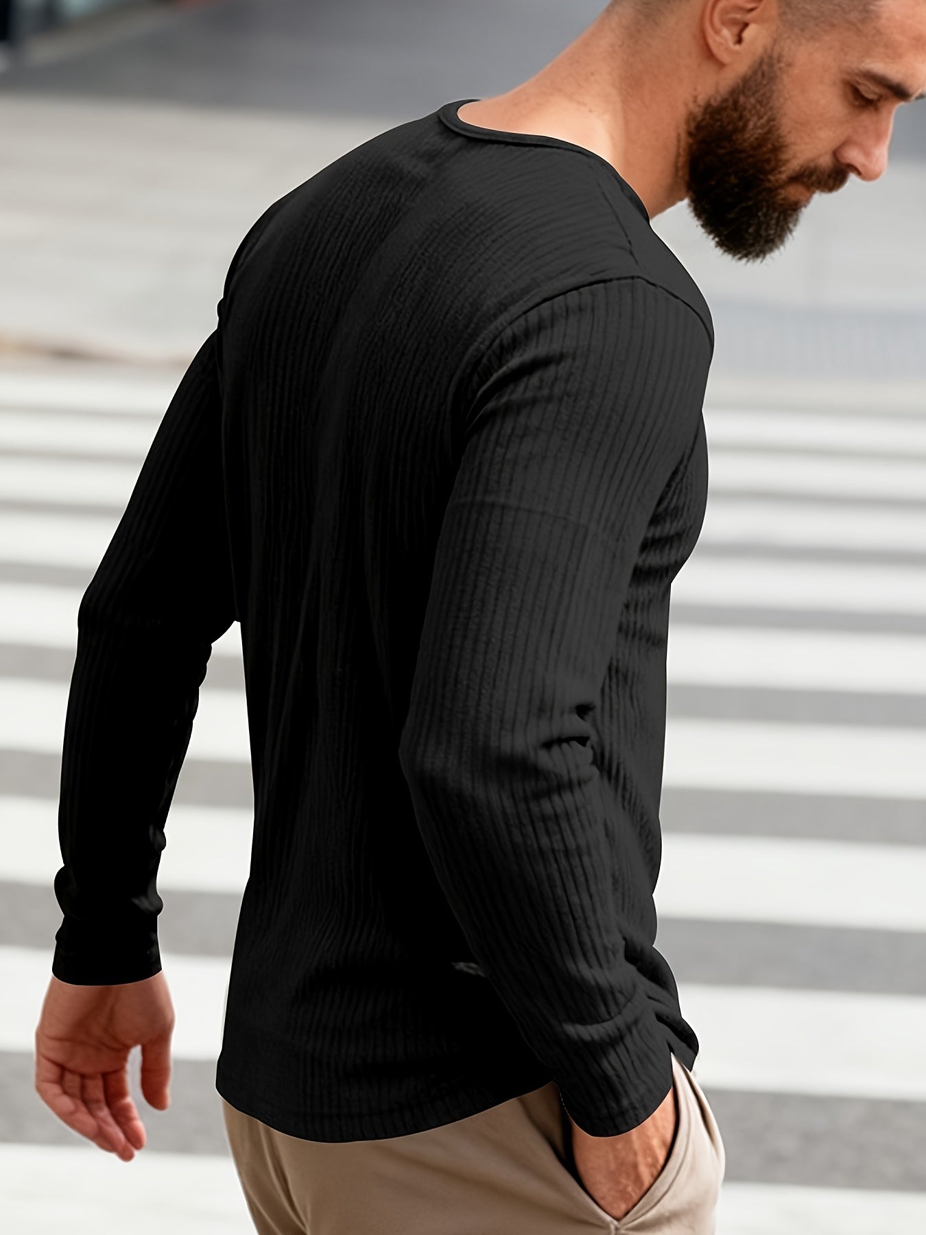 Tough Guy Men's American-Style V-Neck Long Sleeve T-Shirt