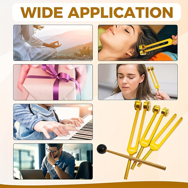 Aluminum Alloy Tuning Fork Set 128Hz 256Hz 512Hz Velvet Bag