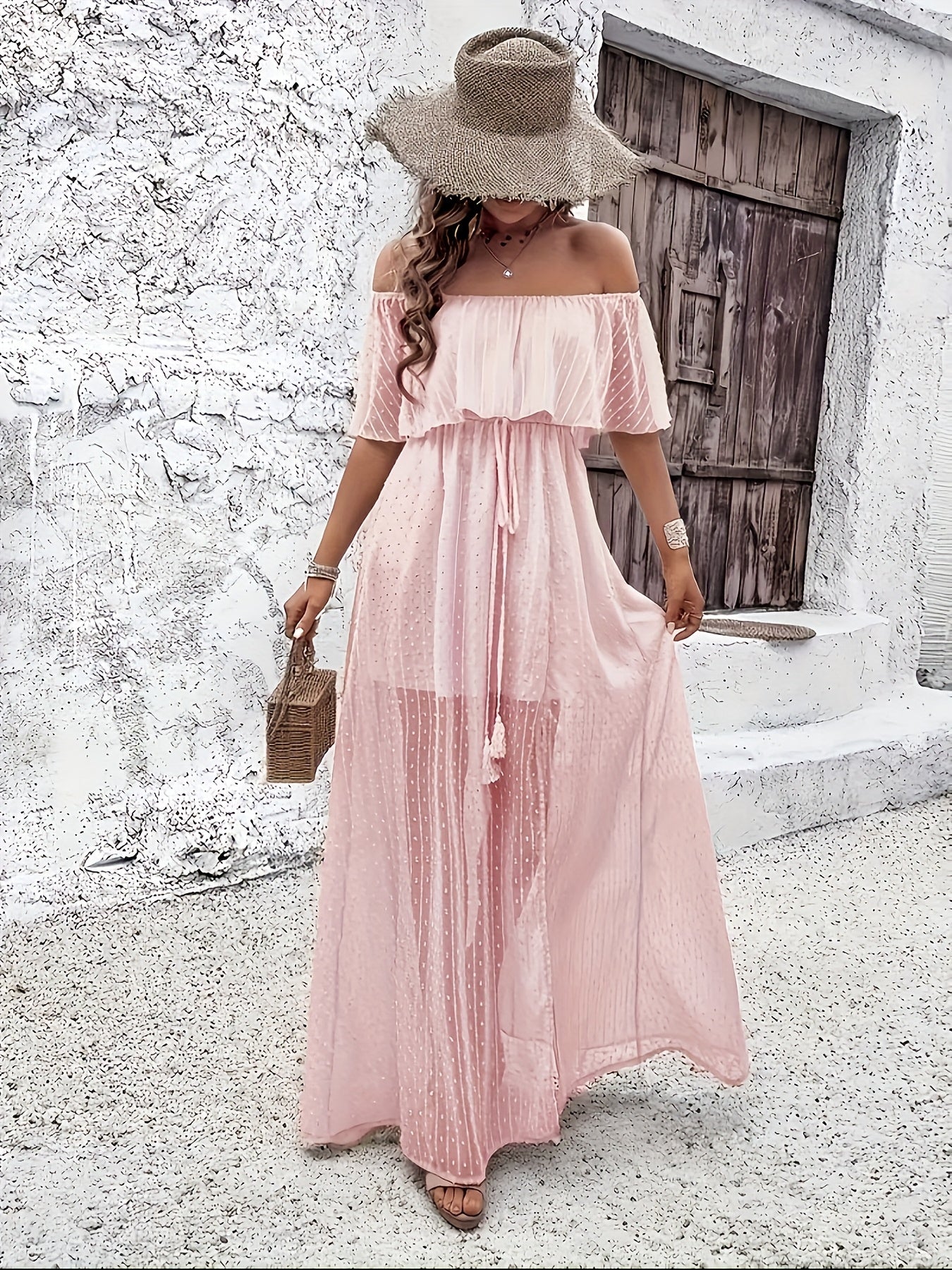 MSDOSBTCollar Off Shoulder Tassel Dress For Women Beach