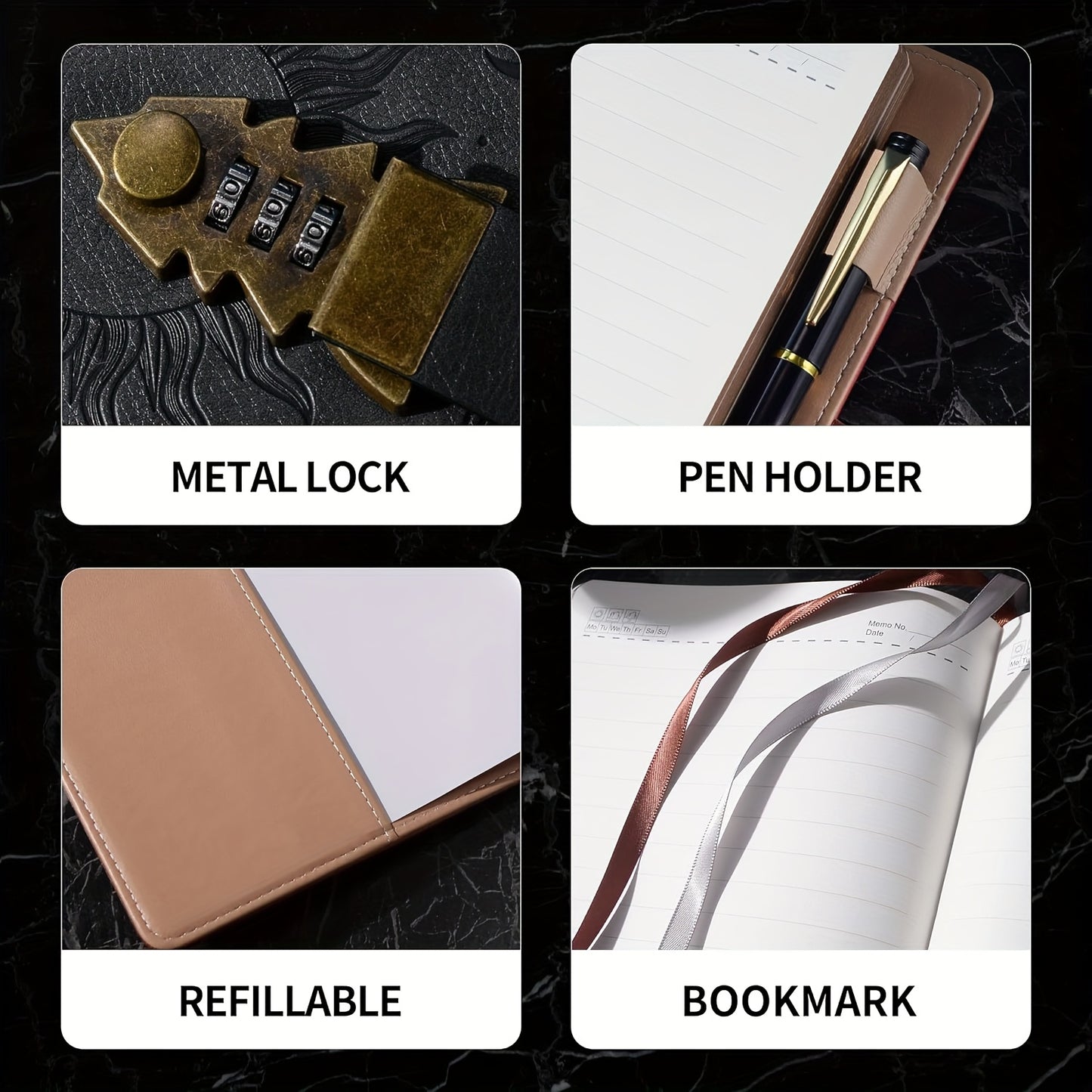 Blossom & Radiate Lockable Diary Leather Refillable Journal