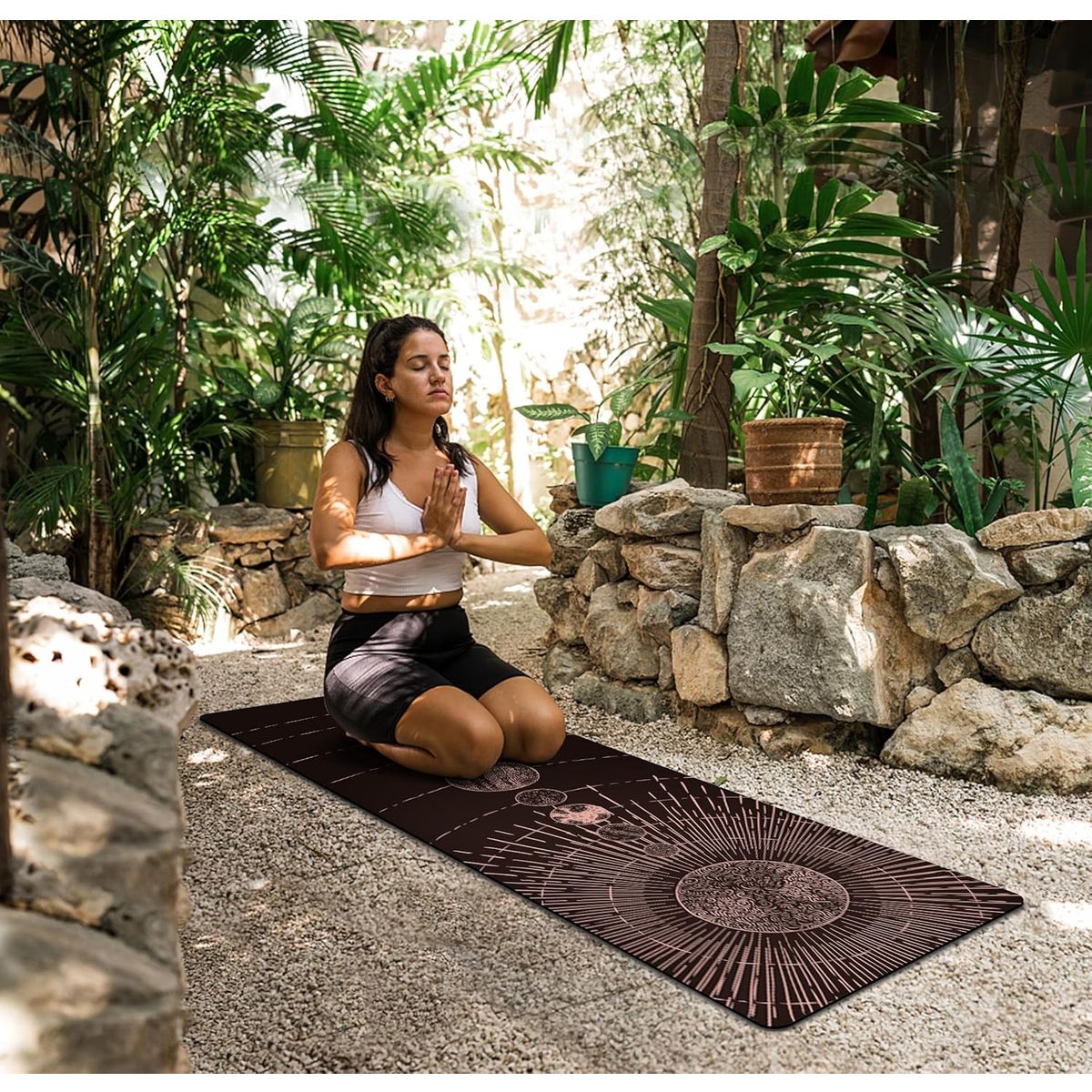 Printed Yoga Mat With Non-Slip Texture And Carrying Bag