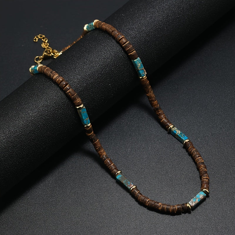 Boho Coconut Shell Beaded Necklace Set Of 3 Wooden Beads