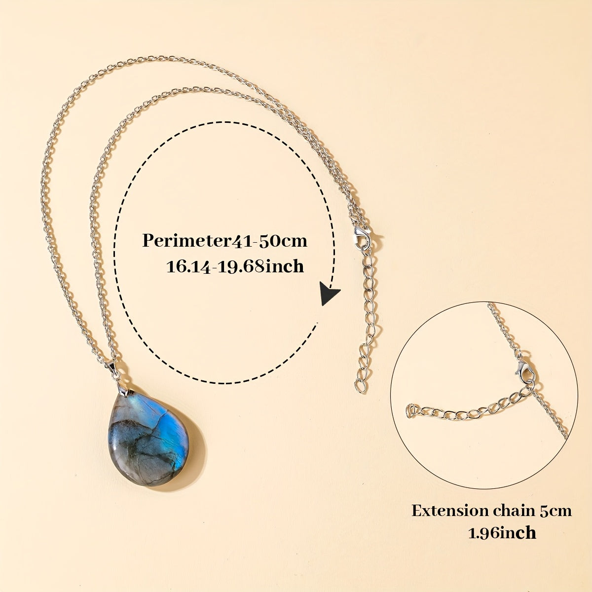 Blossom and Radiate Labradorite Teardrop Pendant Necklace