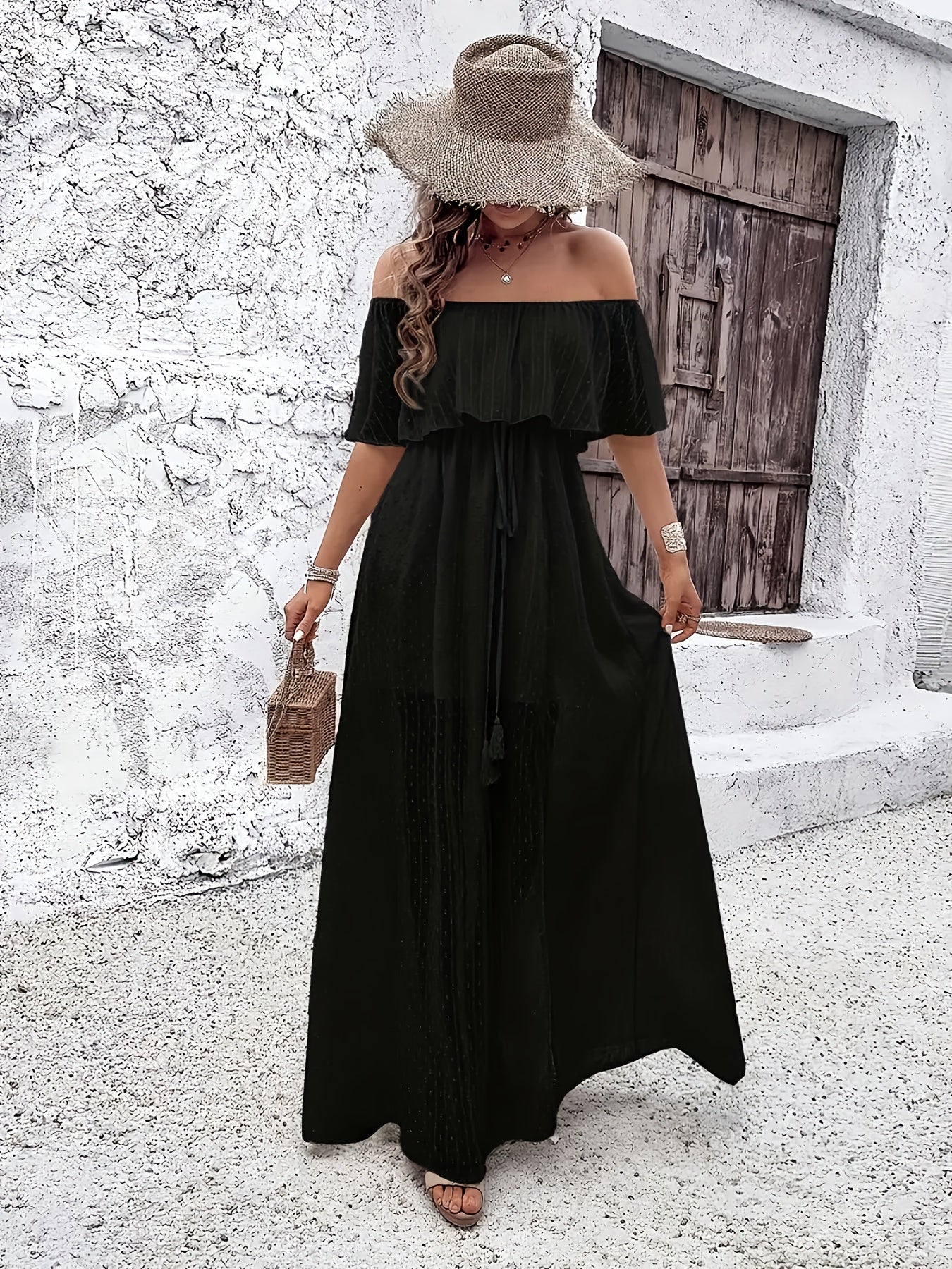 MSDOSBTCollar Off Shoulder Tassel Dress For Women Beach