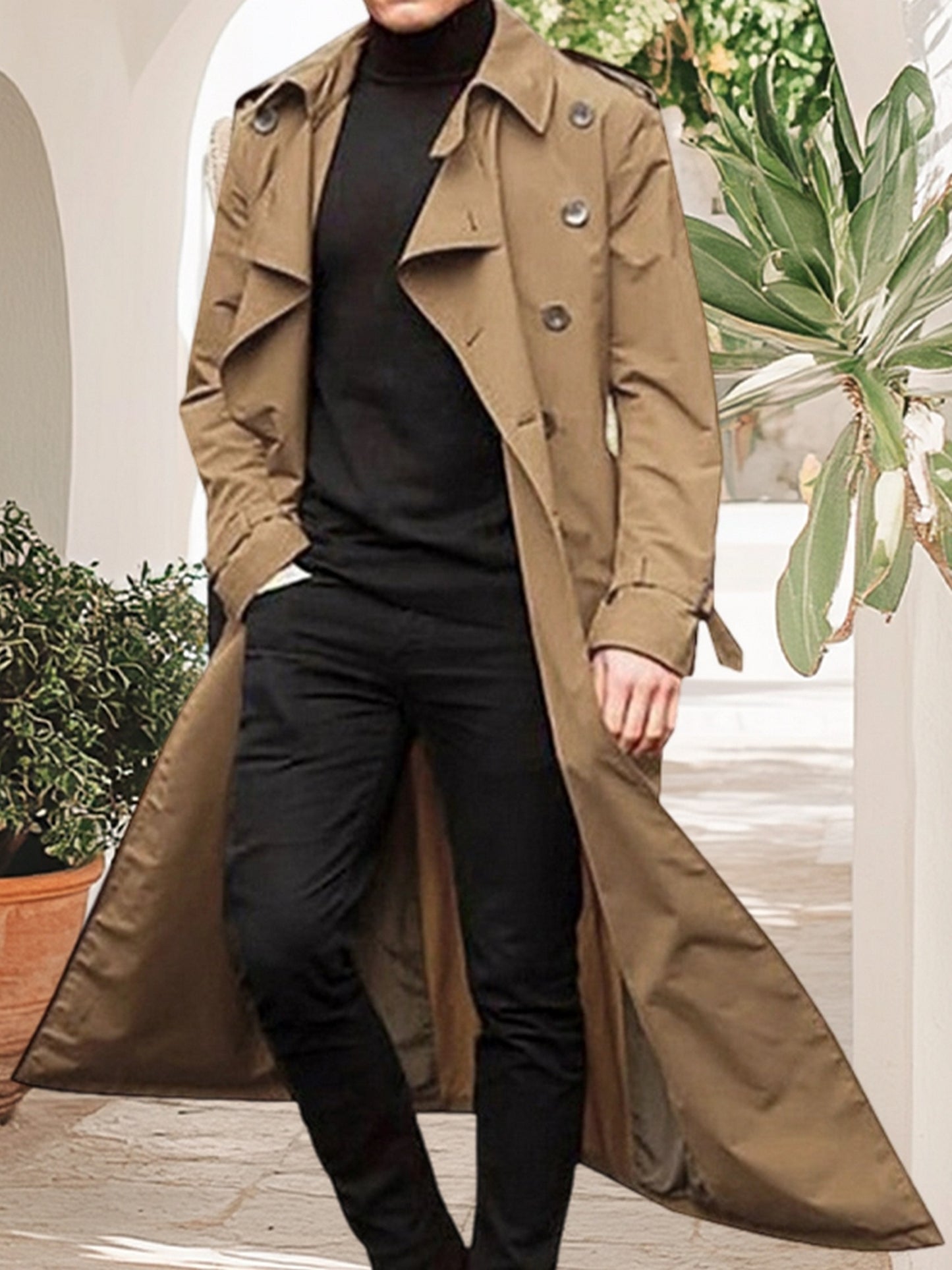 Mens Winter Overcoat Lapel Tailored Fit For Formal Wear