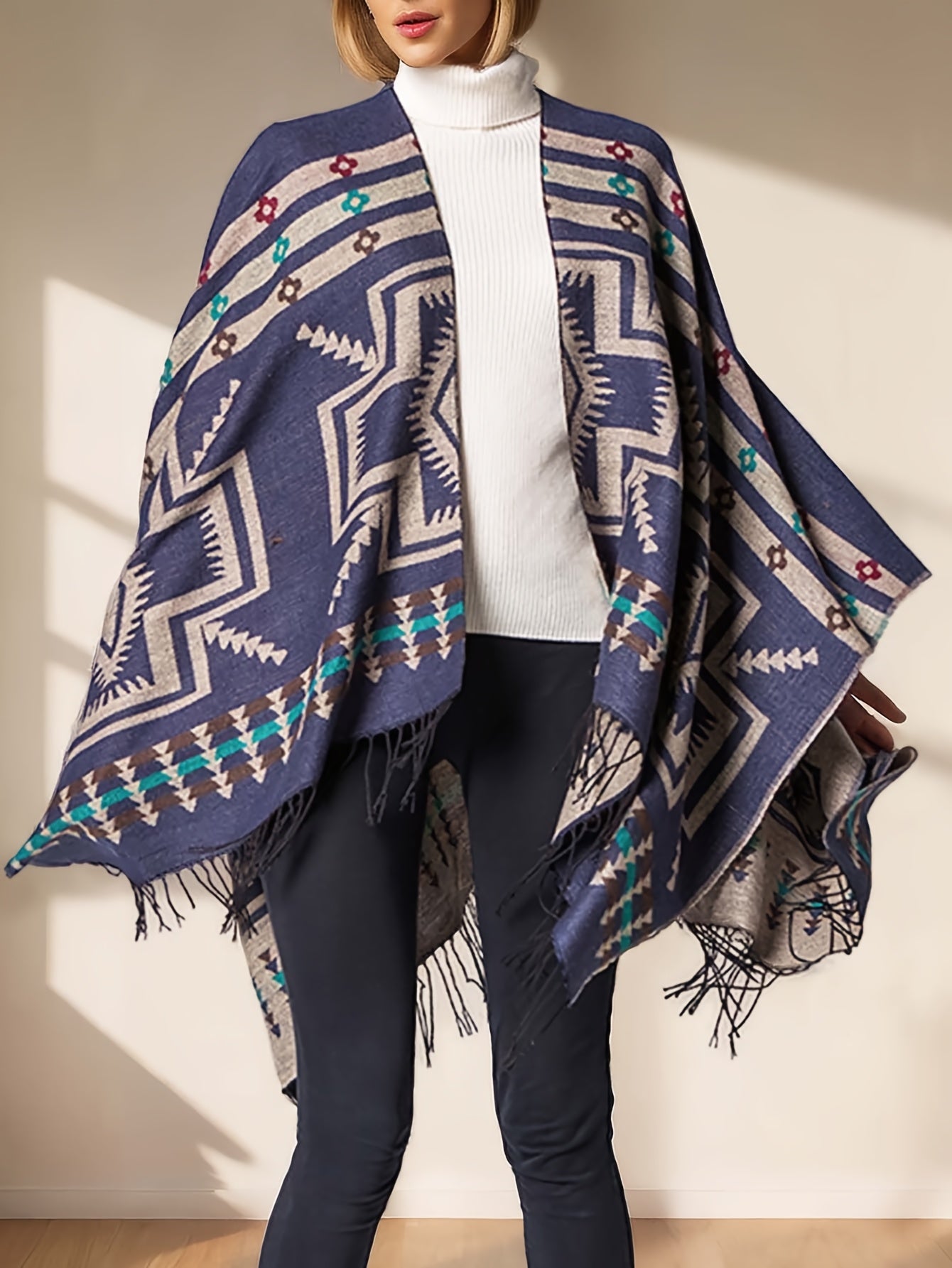 KTILG Ethnic Southwestern Shawl Scarf With Fringe Tassels