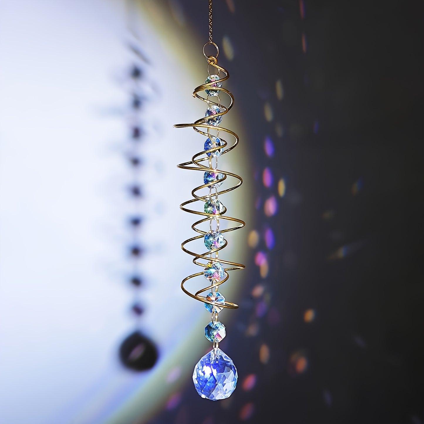 3D Spiral Wind Chime Stabilizer Crystal Pendant Stainless Steel
