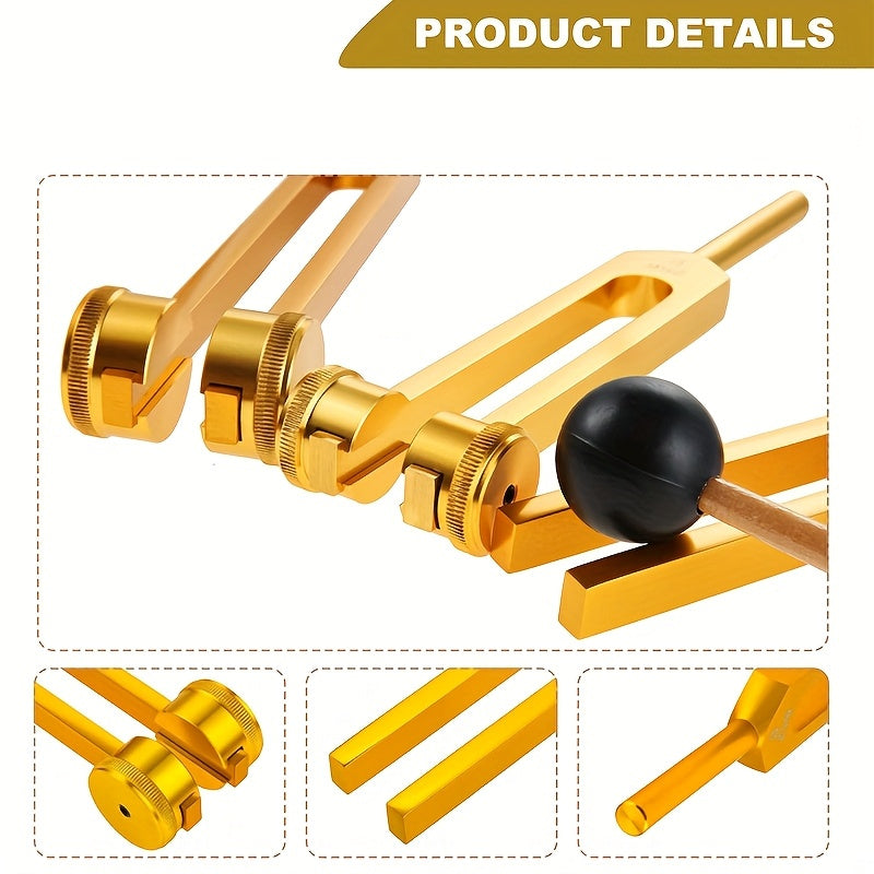 Aluminum Alloy Tuning Fork Set 128Hz 256Hz 512Hz Velvet Bag