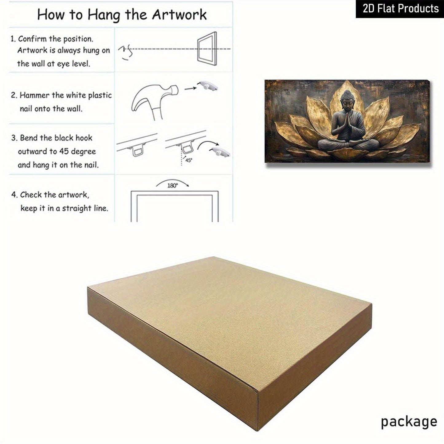 Buddha Meditation Canvas Wall Art Ready To Hang Wood Frame