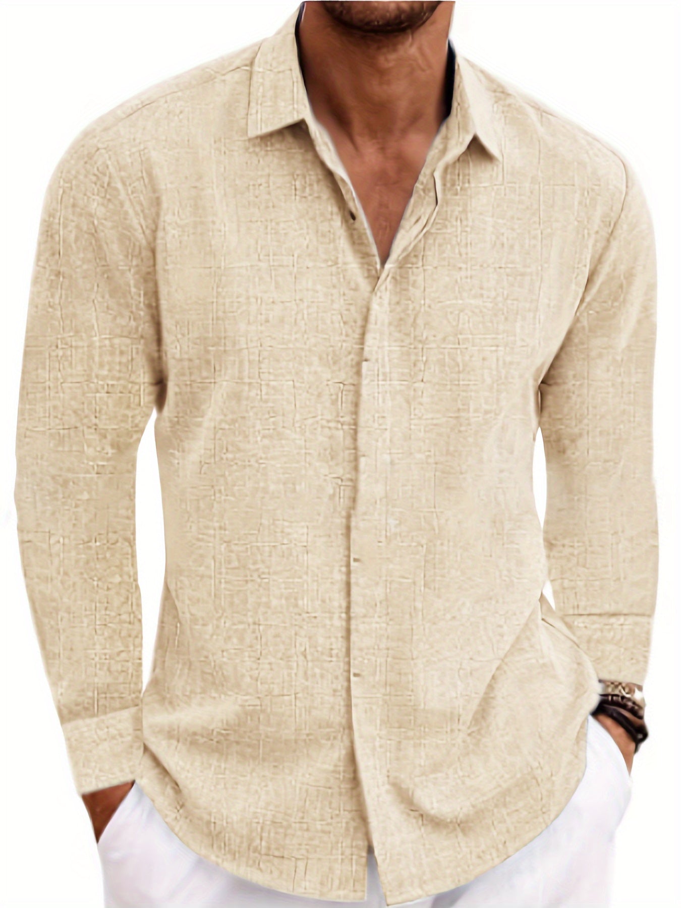 SCACTOCollar Linen-Blend Long Sleeve Shirt For Summer