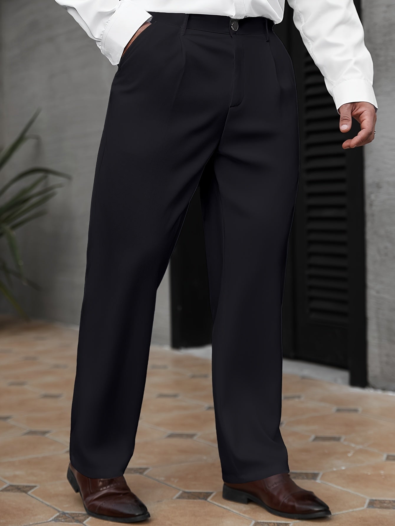 Men's Lightweight Formal Dress Pants Straight-Leg For Spring And Fall