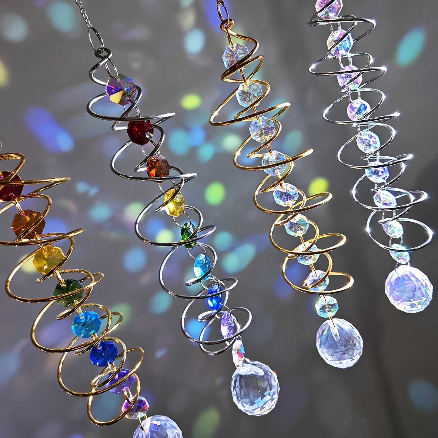 3D Spiral Wind Chime Stabilizer Crystal Pendant Stainless Steel