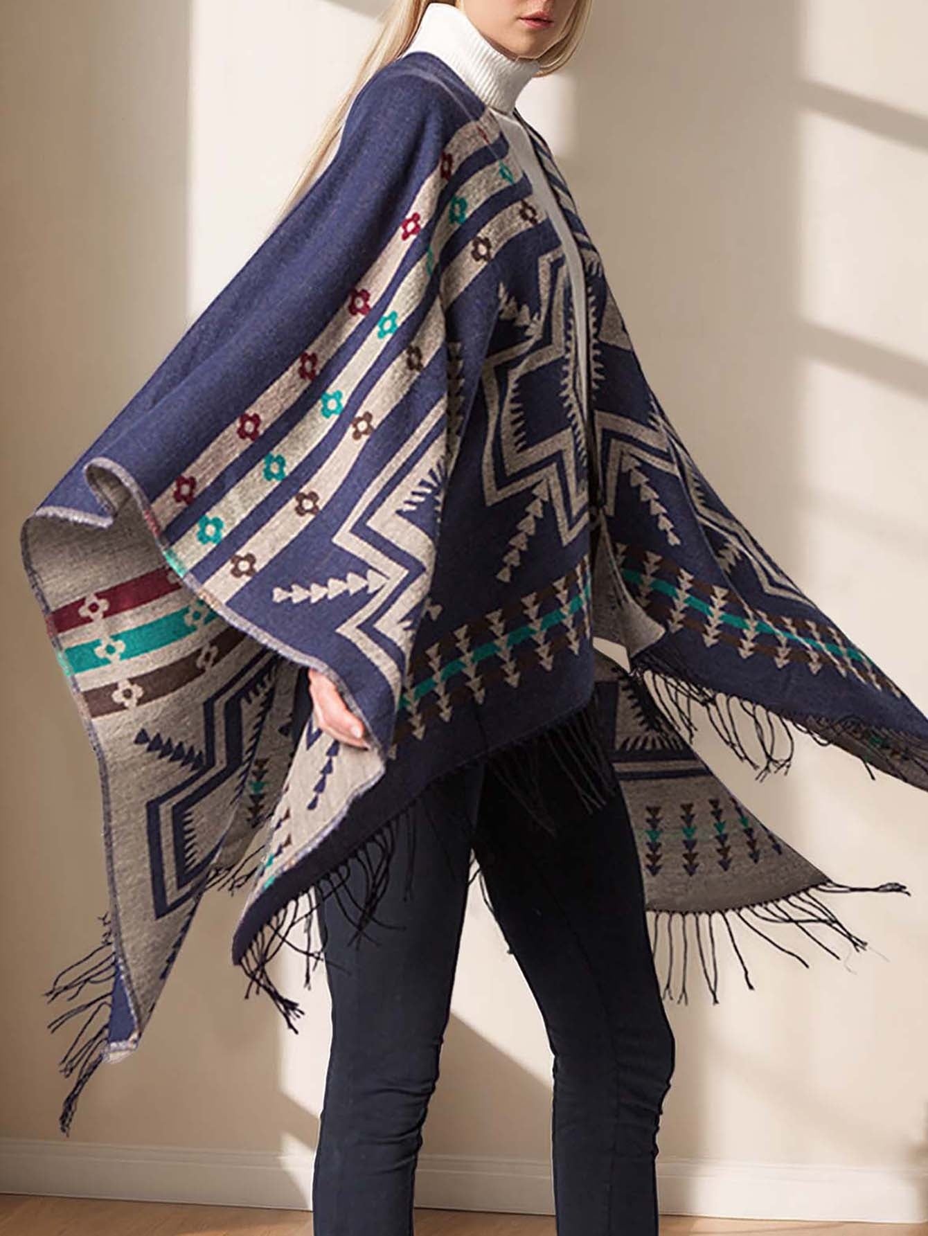 KTILG Ethnic Southwestern Shawl Scarf With Fringe Tassels