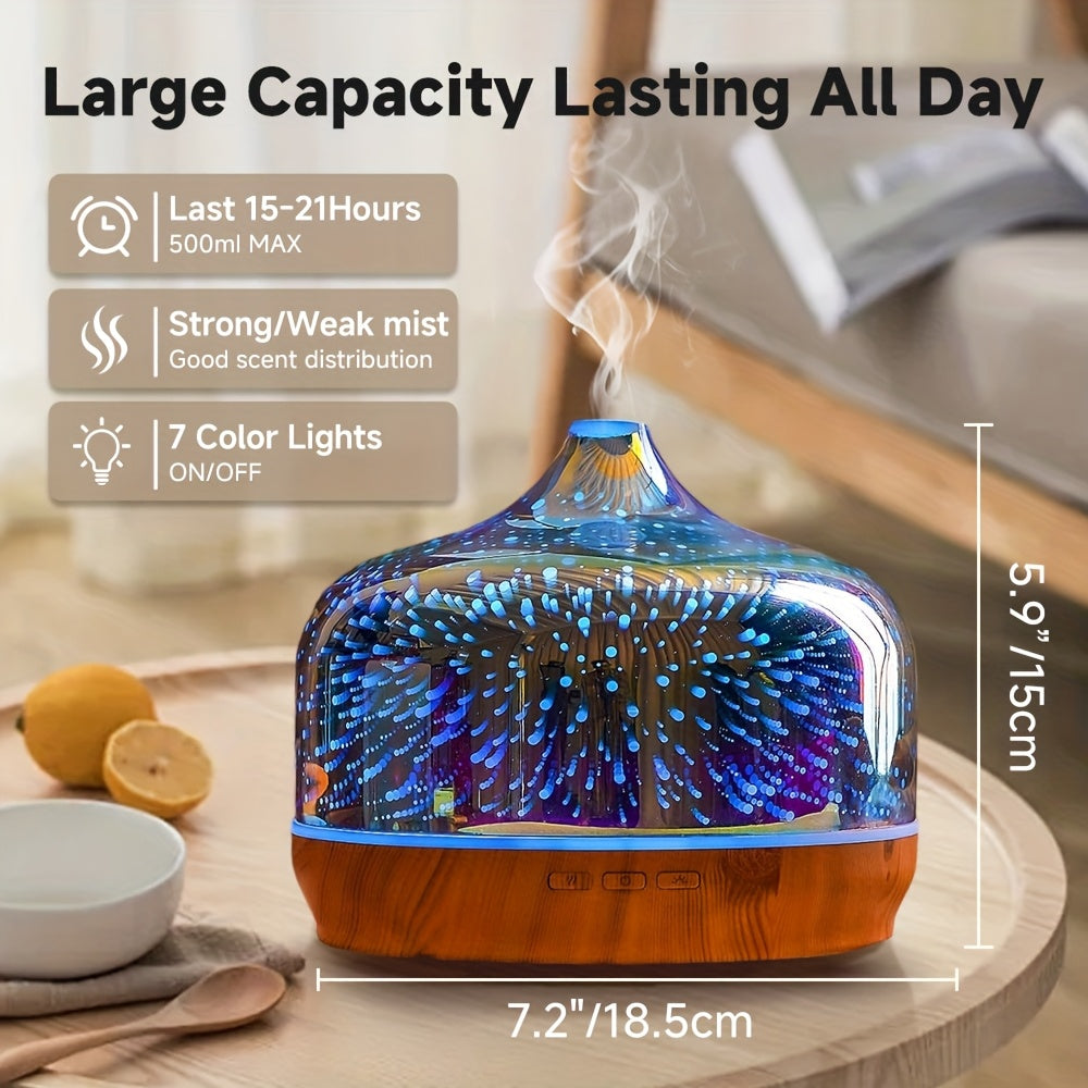 Essential Oil Diffuser 3D Glass Humidifier Auto Close Timer