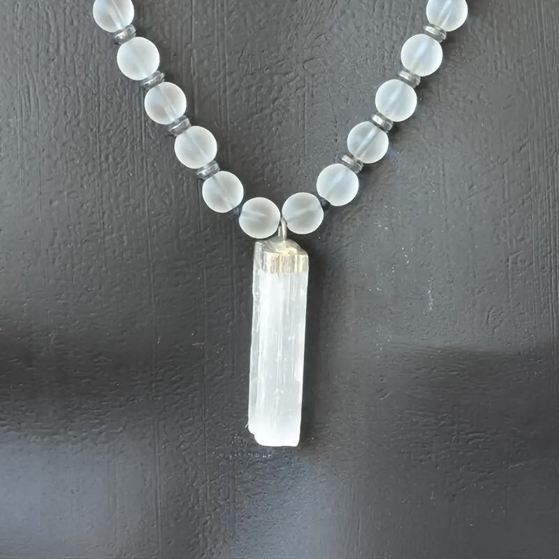 Blossom And Radiate Exquisite Selenite Pendant Necklace Boho