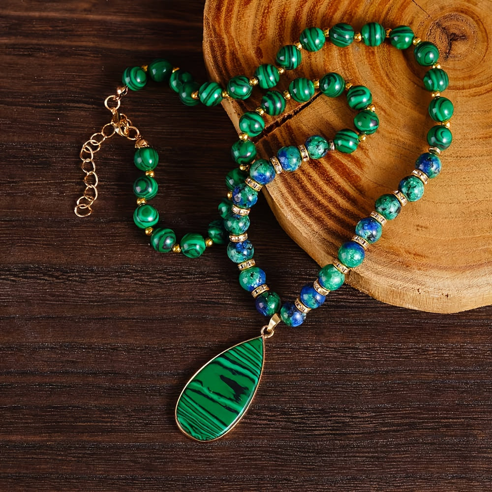 Malachite And Phoenix Lapis Lazuli Beaded Double Necklace