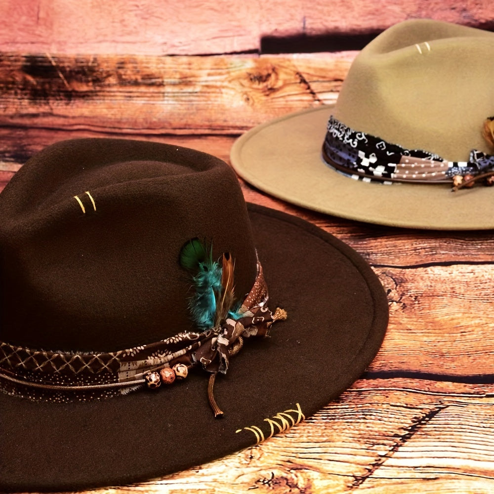 Bohemian Style Bow Feather Hat Accessory For Men And Women