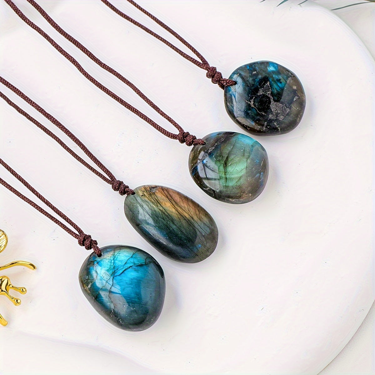 Blossom Radiate Labradorite Pendant Necklace Boho Style