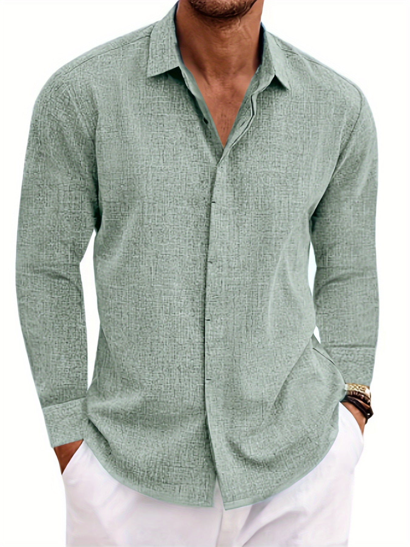 SCACTOCollar Linen-Blend Long Sleeve Shirt For Summer
