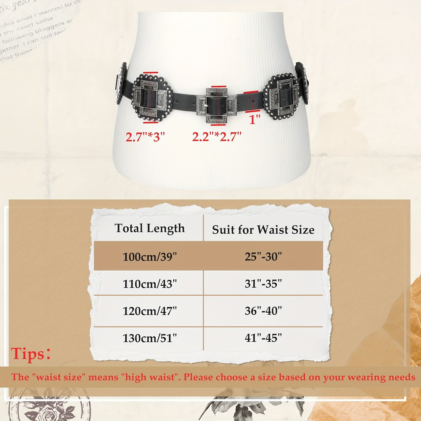SUOSDEY Western Cross Buckle PU Belt For Women Fashion