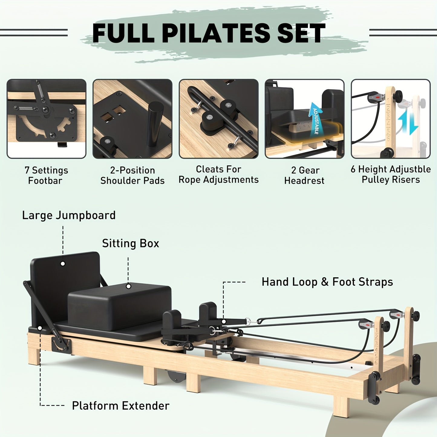 Wooden Pilates Exerciser for Full-Body Rehabilitation and Home Gym