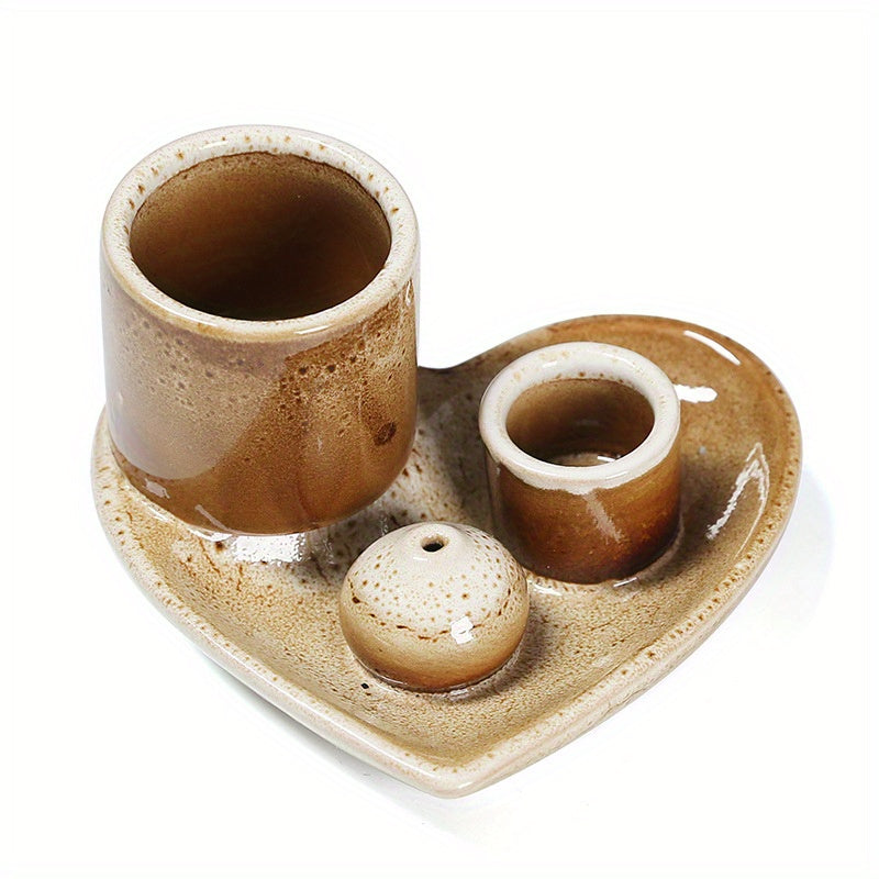 MiniDeal 5-In-1 Ceramic Incense Holder With Ash Tray