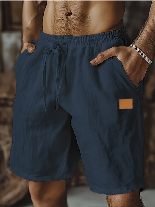 Linen Beach Shorts With Pockets Drawstring Waist Casual