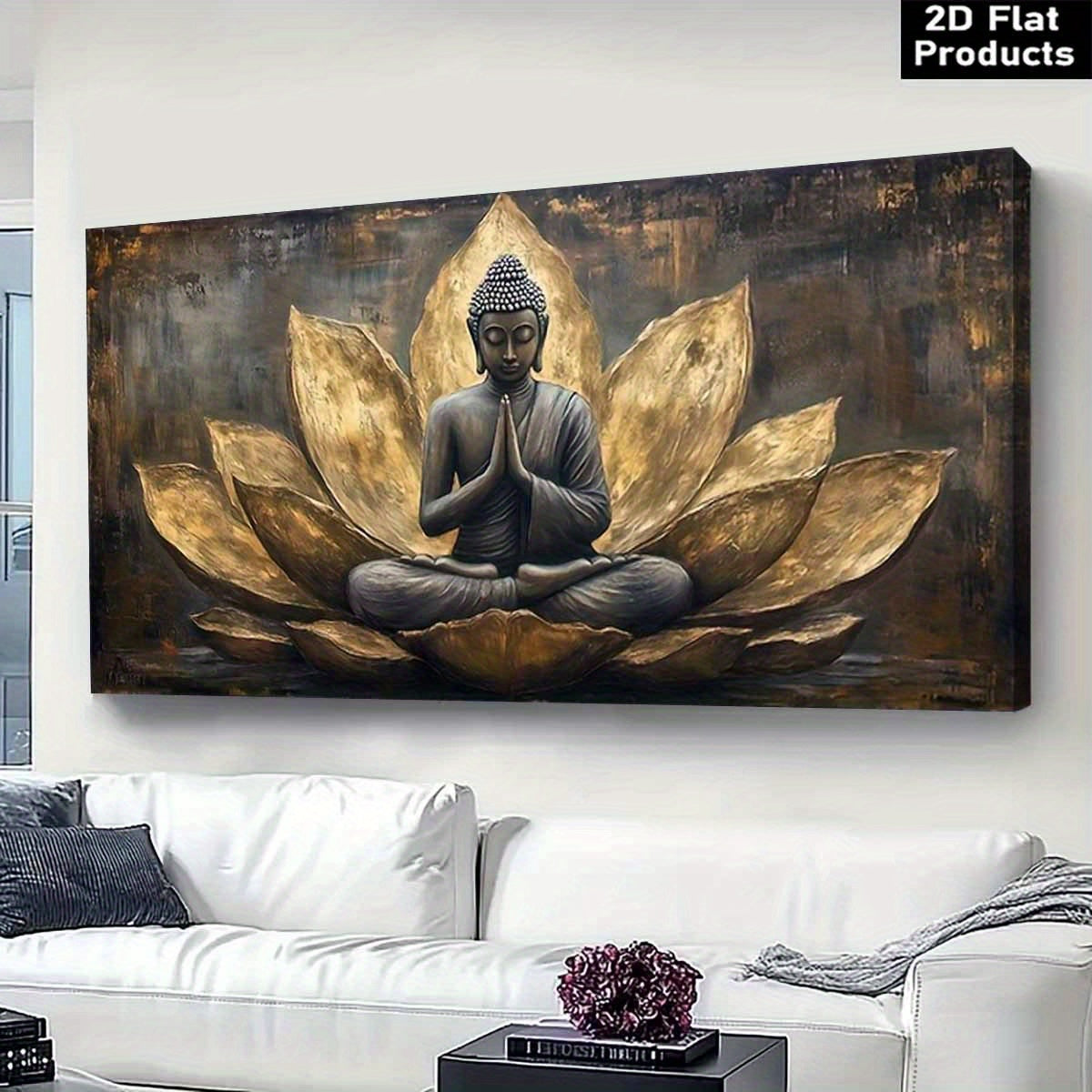 Buddha Meditation Canvas Wall Art Ready To Hang Wood Frame