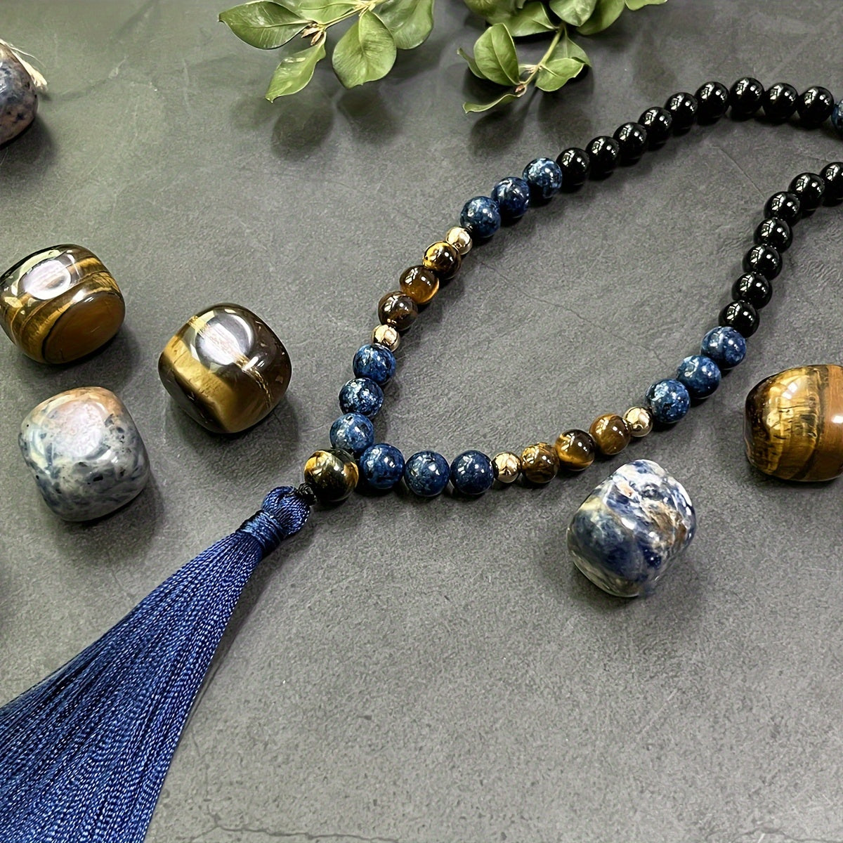 Blossom And Radiate Bohemian Tiger Eye Agate Mala Necklace